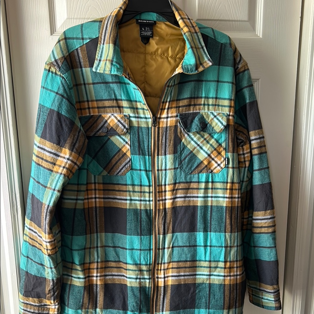 Burton Teal and Yellow Plaid Shirt Jacket